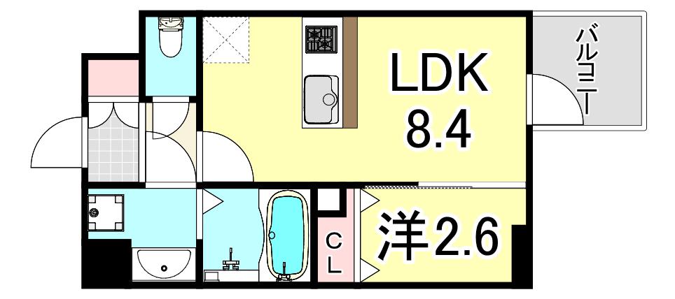 エスリード神戸三宮ヒルズ(1LDK/15階)の間取り写真