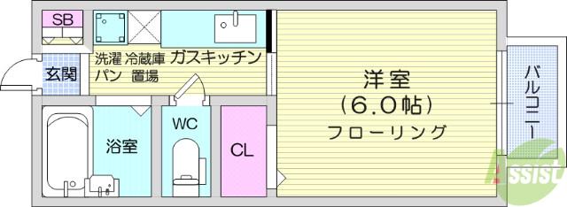 キャラメル館(1K/2階)の間取り写真