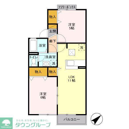 メゾンベール(2LDK/1階)の間取り写真