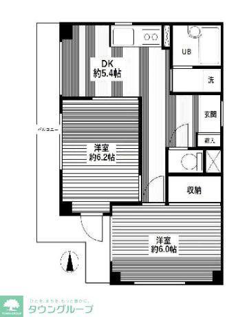山田マンション(2DK/2階)の間取り写真