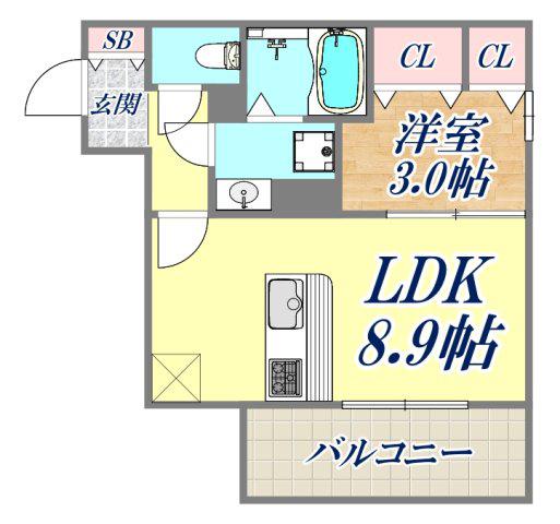 AQUILA上筒井(1LDK/3階)の間取り写真