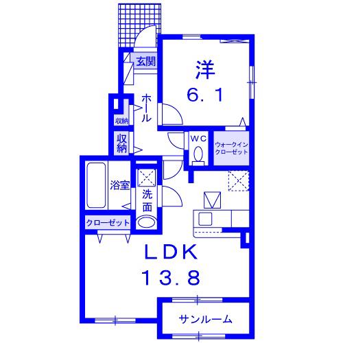 エアリー テラス(1LDK/1階)の間取り写真