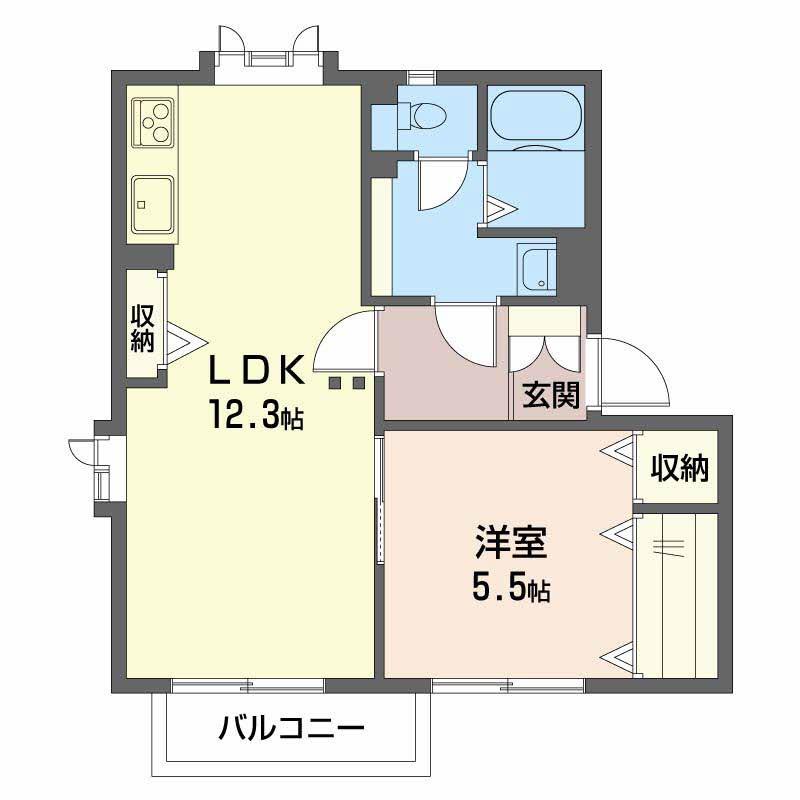 ディアスヤマーニA棟(1LDK/1階)の間取り写真