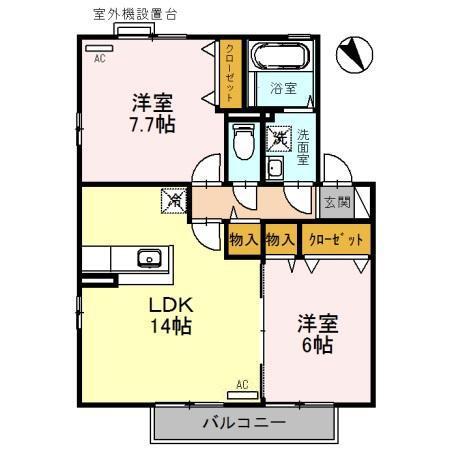 ハートランドIII棟(2LDK/2階)の間取り写真