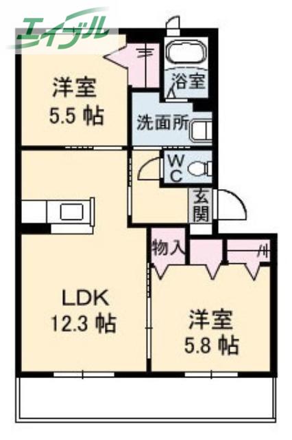 シャーメゾン エスペランサ(2LDK/1階)の間取り写真