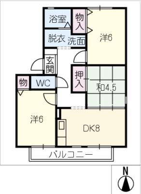 フレマリール粟野(3DK/1階)の間取り写真