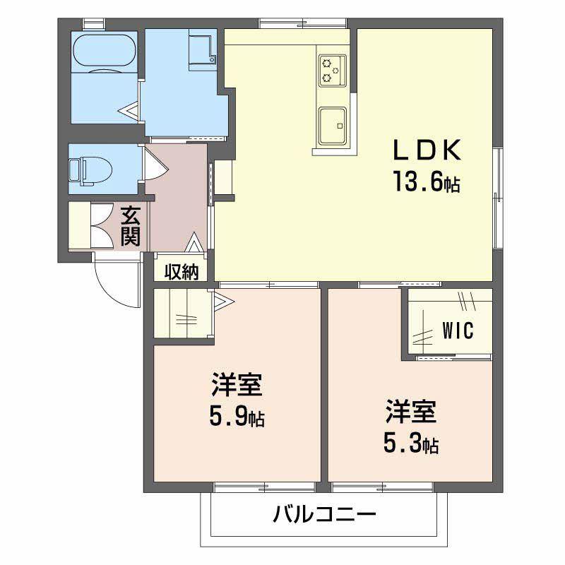 モア・サンパティーク B棟(2LDK/2階)の間取り写真