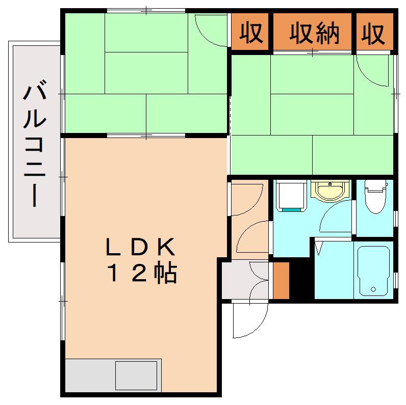 コーポエバーグロー D棟(2LDK/2階)の間取り写真