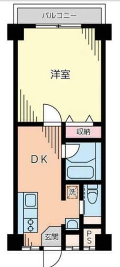アスペンタワー(1DK/2階)の間取り写真