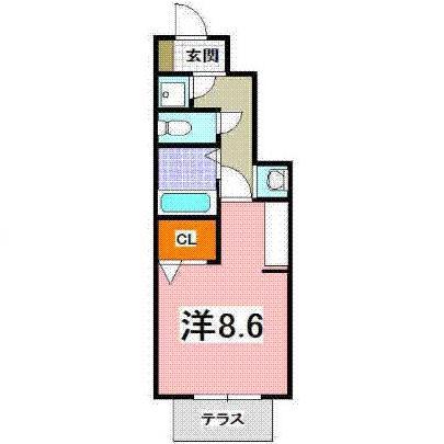 アジロガーデン(1K/1階)の間取り写真