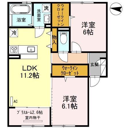ロジュマンシュシュ C(2LDK/2階)の間取り写真