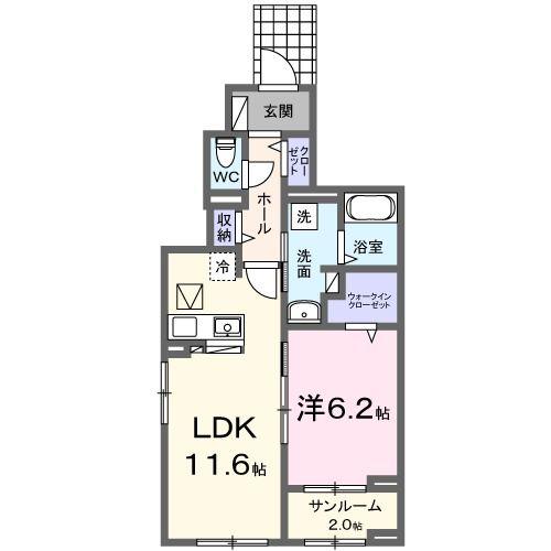 ロジュマンIII(1LDK/1階)の間取り写真