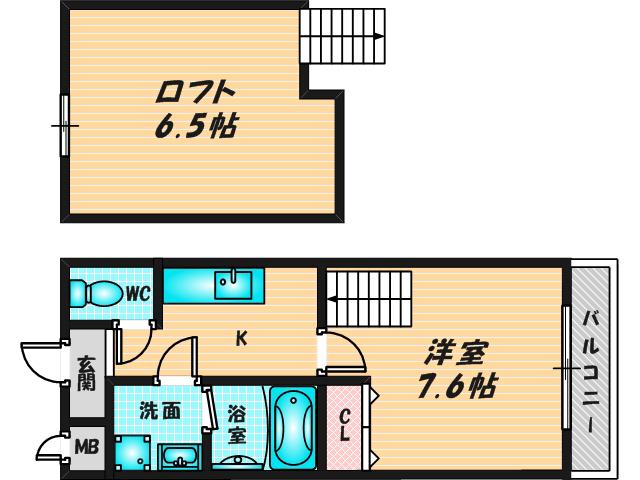 ハートハイム(1K/1階)の間取り写真