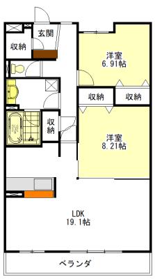 GARDENHOUSE 大谷町I(2LDK/2階)の間取り写真