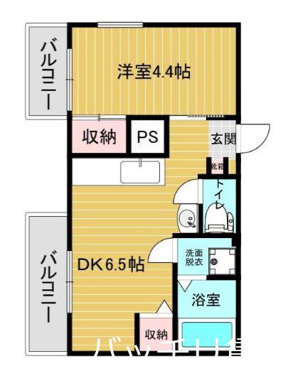 スリム箱崎(1DK/5階)の間取り写真