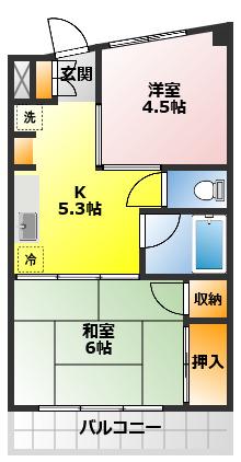グロリアスマンションミフジ新河岸壱号館(2K/1階)の間取り写真