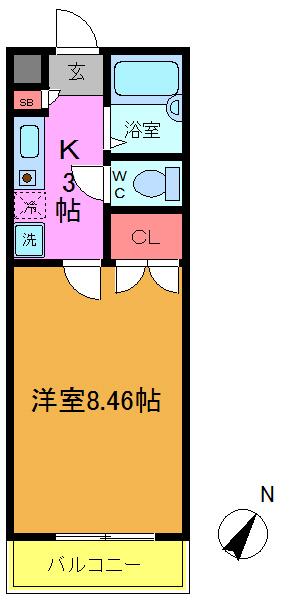 クレオ舞浜A・B(1K/1階)の間取り写真
