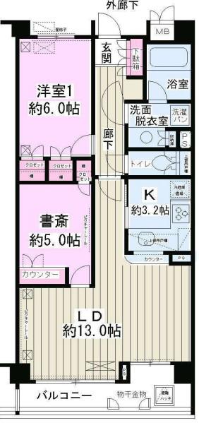 PARKRESIDENCE戸越公園(2LDK/1階)の間取り写真