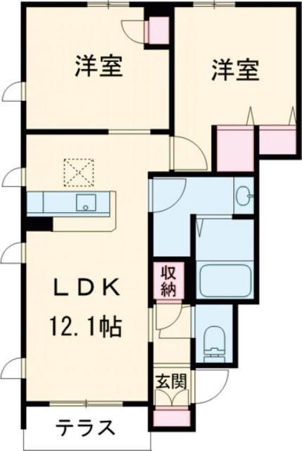グレイスパラシオン(2LDK/1階)の間取り写真