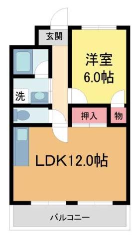 ベストマンションしお川(1LDK/3階)の間取り写真