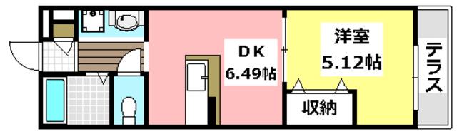 PERLA穂積(1DK/1階)の間取り写真