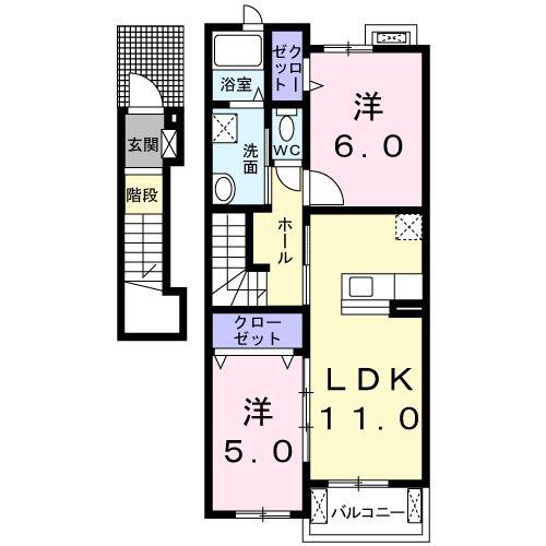エテルノ(2LDK/2階)の間取り写真