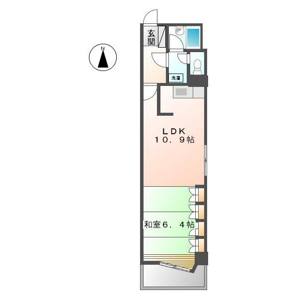 レインボー第2金山(1LDK/6階)の間取り写真