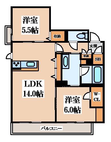シャーメゾン ブランシュ(2LDK/3階)の間取り写真