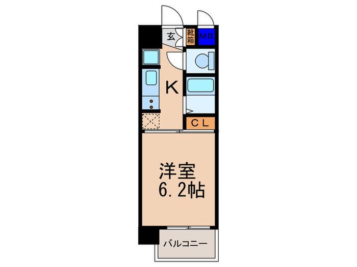 アクアプレイス京都東寺(1K/4階)の間取り写真