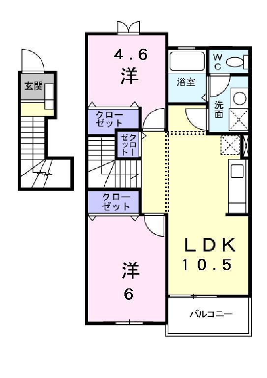 サンパティーク メゾン(2LDK/2階)の間取り写真