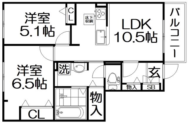 グレイシス星田(2LDK/1階)の間取り写真
