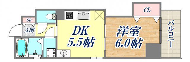 ル・ムーブル井村(1DK/4階)の間取り写真