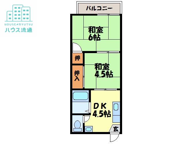 泉ヶ丘ハイツ(2K/2階)の間取り写真