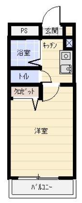 サンハイツ湘南(1K/3階)の間取り写真