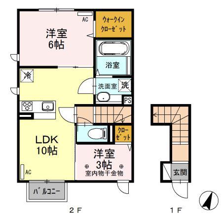 ソフィア桜 B(2LDK/2階)の間取り写真