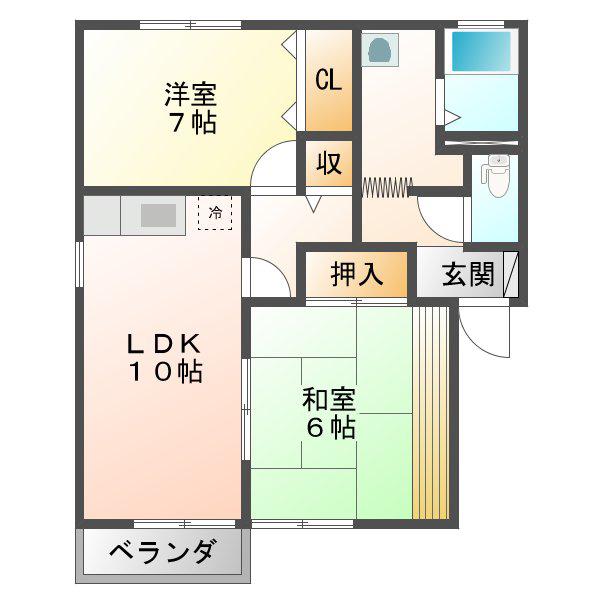カームAP(2LDK/1階)の間取り写真