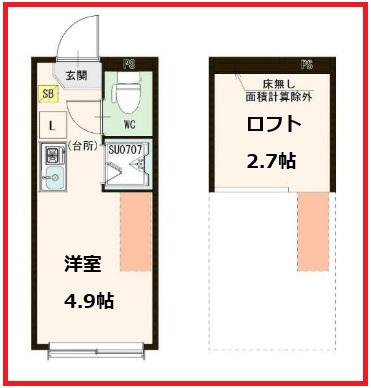 ハーモニーテラス志茂XVI(ワンルーム/1階)の間取り写真