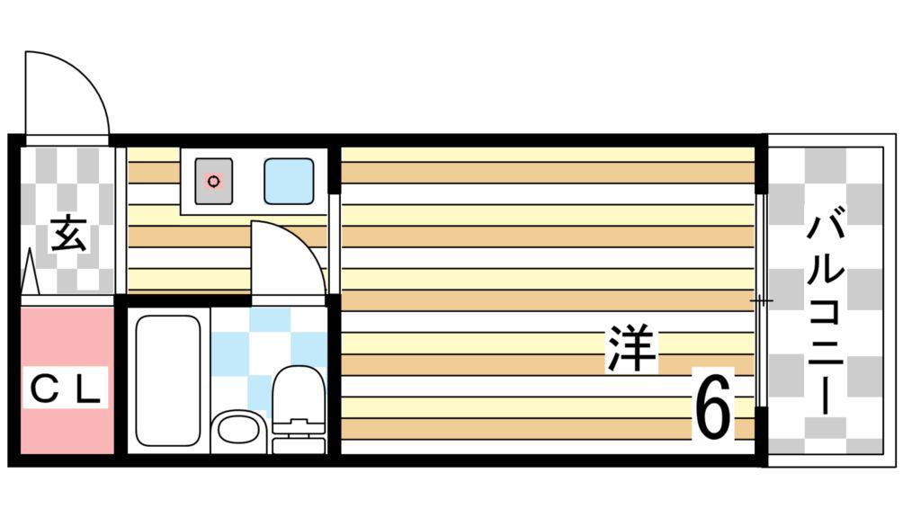 コスモメイト北野(1K/3階)の間取り写真