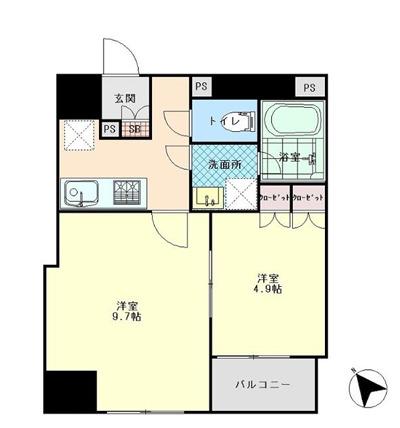プレール・ドゥーク八丁堀(1LDK/9階)の間取り写真