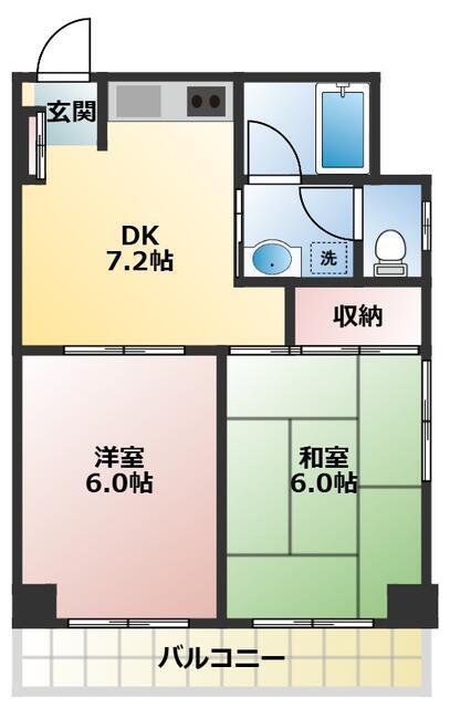 エスペランス金子(2DK/3階)の間取り写真