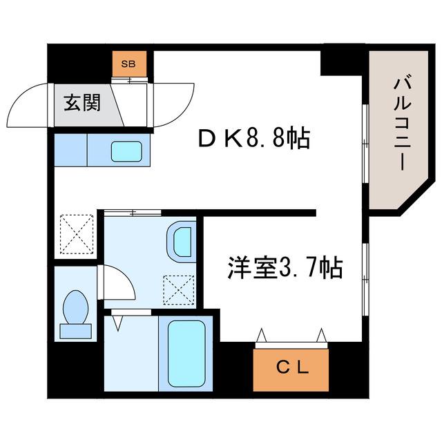 レジデンスタワー札幌(1DK/4階)の間取り写真