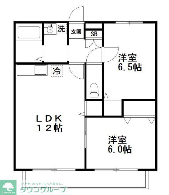 プランドールB棟(2LDK/2階)の間取り写真