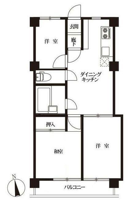 加納マンション(3DK/2階)の間取り写真