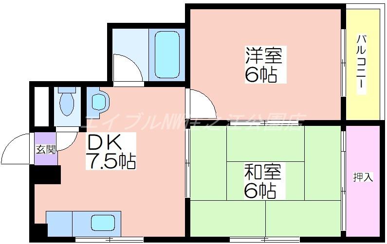 マンションSSS(2DK/4階)の間取り写真