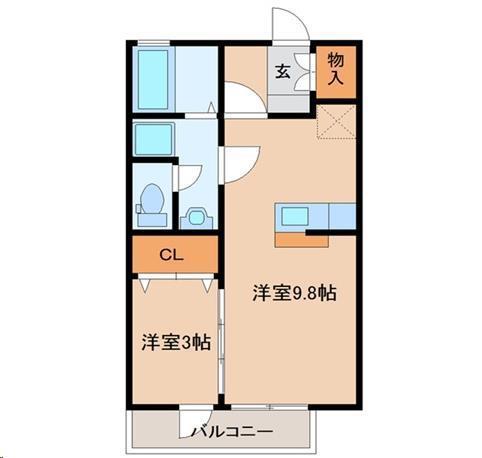 カサヴェルデ弐番館(1LDK/2階)の間取り写真