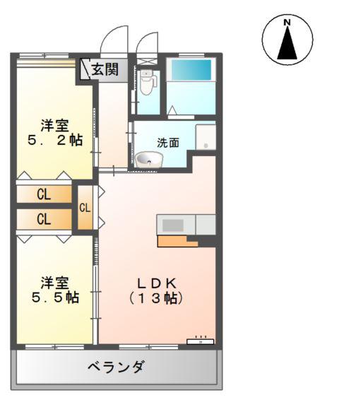 SOPHIA GARDEN(2LDK/2階)の間取り写真