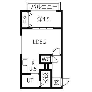 プラシードブルグ琴似(1LDK/4階)の間取り写真