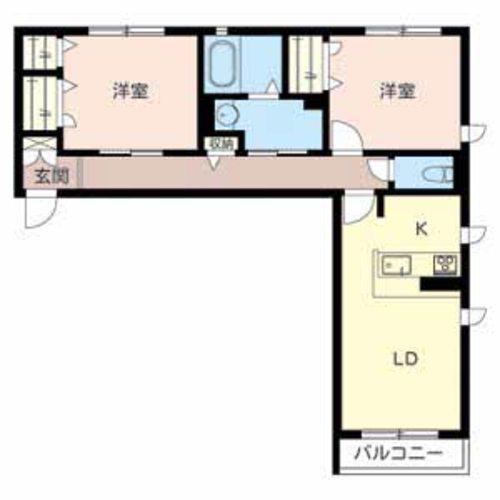 シャーメゾン新野辺(2LDK/2階)の間取り写真