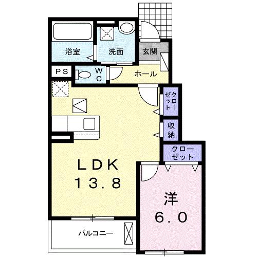 アーバンヒルIII A(1LDK/1階)の間取り写真