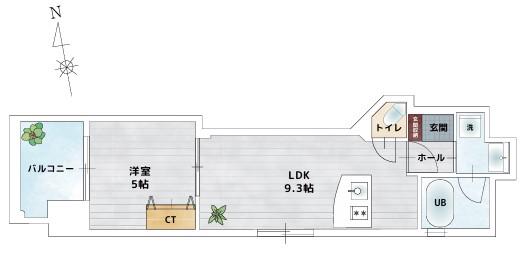BAUHAUS河原町II NO.27(1LDK/8階)の間取り写真